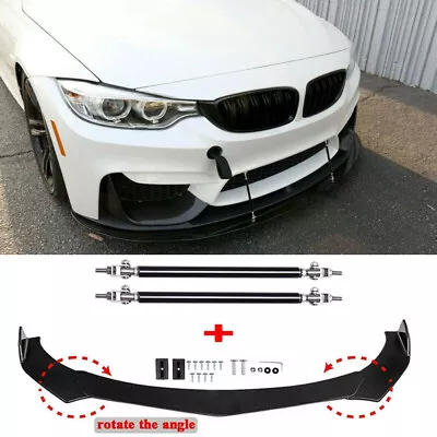 Front Bumper Lip Splitter Spoiler + Strut Rods Bar For F10 F30 F32 F36 F80 M3 M4 • $121.46
