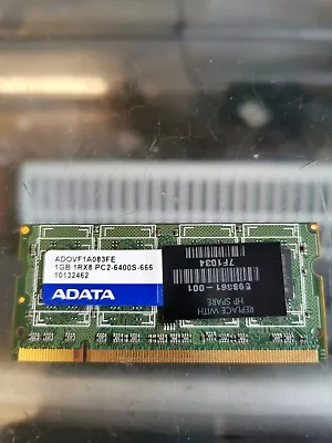 Adata 1GB DDR2 800MHz 1Rx8 PC2-6400S-666-12 ADOVF1A083FE Ram / Memory • £3.50