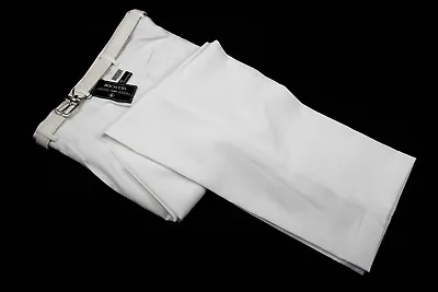 Mens Trousers White Dress Pants Pleated Slacks W/ White Belt New Sizes 30 To 42 • $23.99