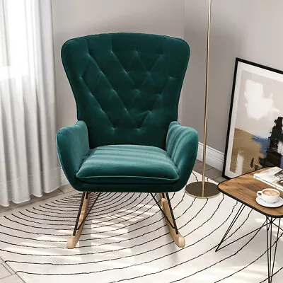 £149.95 • Buy Comfy Glider Rocking Chair Fabri Velvet Sofa Rocker Armchair Baby Nursery Accent