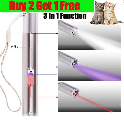 Laser Pen Pointer With LED Light 3 In 1 Red Beam Lazer Cat Toy USB Powered 1mW • £4.91