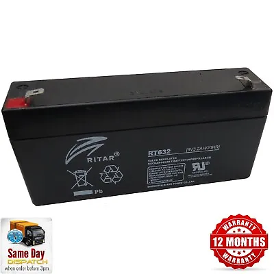 £12.95 • Buy Alarm Battery. RITAR 6v 3.2Ah, Replaces All NP2.8-6, 6v 2.8Ah & NP3.2-6 And More