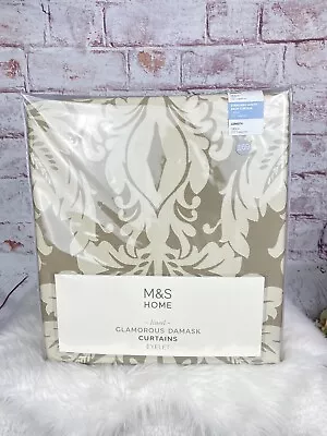 M&S Home Lined Glamorous Damask Curtains Eyelet W 135Cm 53” L 183Cm 72” RRP £69 • £30