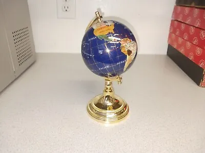 Stunning Lapis Lazuli Gemstone Mini Globe With Gold Tone Stand 6  • $119