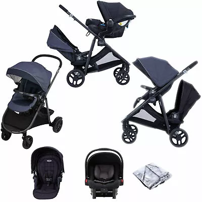 £399.99 • Buy Graco Time2Grow Tandem Travel System (SnugEssentials) ISIZE Car Seat - Denim/Bla