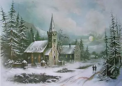 Winter Church Old Village Scene By William Chandler • £16.34