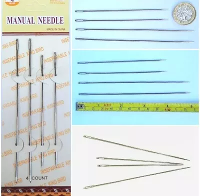 4Pc Jumbo Needle Extra Large Mattress Needles Soft Doll Craft Long Sewing Needle • £4.98