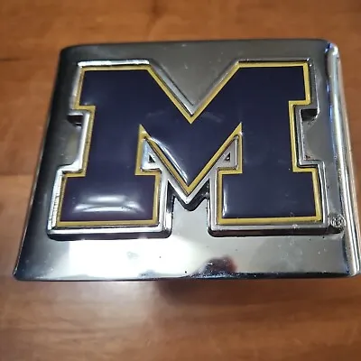 University Of Michigan Wolverines Emblem On Brushed Chrome 2  Hitch Cover Used • $19.99