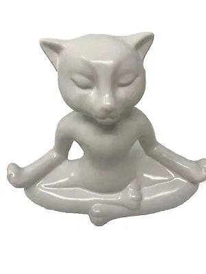Ceramic Yoga Cat Figurine Decor Statue Zen Meditating Cat • $19.99