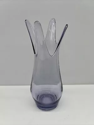 VTG Viking Glass Teaberry Purple 4 Finger Flare Swung Glass Vase 8.25” RARE 1405 • $75