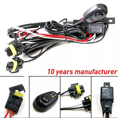 H11 H8 Relay Harness Wiring Kit + LED ON/OFF Switch For Fog Lights HID Worklamp • $11.84