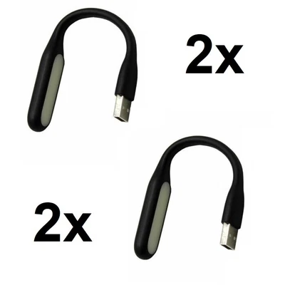 $6.49 • Buy 2x USB LED Lamp Light Laptop Computer Desktop Bright White Study Flexible Black