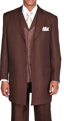 Men's Unique Designed Zoot Suit3 Piece With Matching Vest Brown Size 38R~56L • £123.48