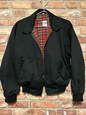 Mens Black Harrington Tartan Lined Bomber Scooter Jacket. Size Small • £11.70