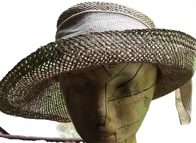 Two Girls NYC Randi Zinz Marcia Lyons Straw Hat Panama Ribbon • $15