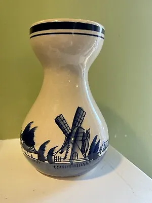 Vintage Hyacinth Forcing Vase Delft Blue Holland Windmill Ceramic Sailing Ships • $9.99