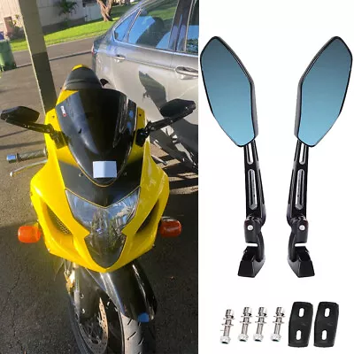 Black Motorcycle Mirrors For Suzuki GSXR 600 750 1000 Hayabusa GSX1300R SV TL • $39.59