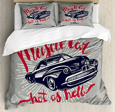 Cars Duvet Cover Set With Pillow Shams Muscle Car Hot As Hell Print • $69.99