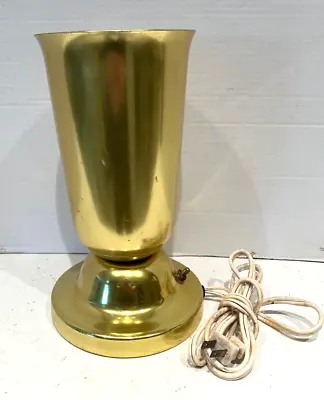 Vtg.rare Atomic Aluminum Table/tv Lamp Gold Footed Cone Shape Push Button Mcm • $59.95