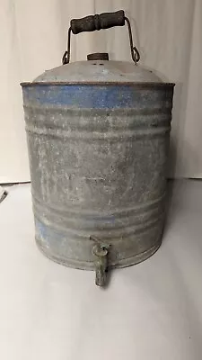 Vintage Galvanized Water Can With Metal Spigot GC Farmhouse Display FREE SHIPP • $72