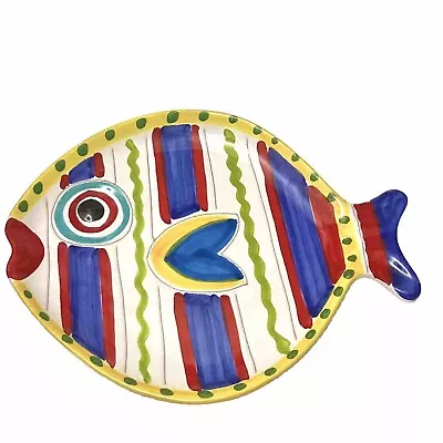 VIETRI Italy Fish Hand Painted Serving Plate Or Wall Art Decor Colorful 10 X8  • $31.99