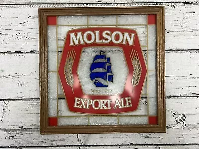 VTG Molson Export Ale  Since 1786  Framed Faux Stained Glass Hanging Beer Sign • $40