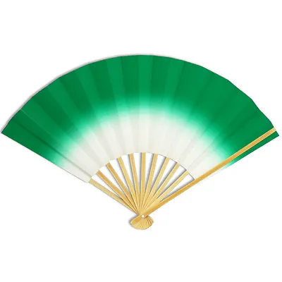 Japanese Odori Fan Geisha Dance Hand Held SENSU Folding Fan Green Made In Japan • $19.95