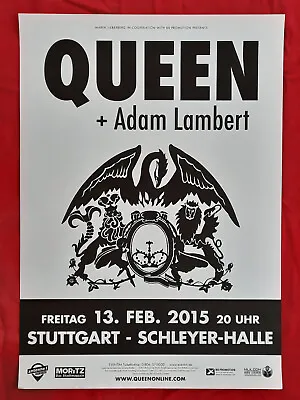 $49.95 • Buy +++ 2015 QUEEN Concert Poster, Fe 13th Stuttgart Germany 1st Print 22 X 33 