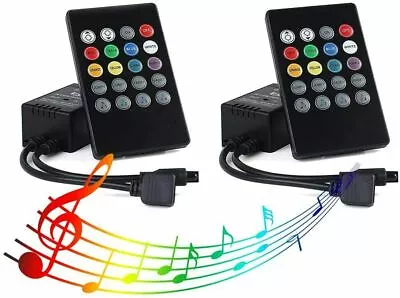 2Pack 2-Port 20Keys IR Black Music Remote Controller For RGB LED Strip Light • $9.90