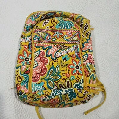 Vera Bradley Backpack Large Travel Laptop Floral Quilted Bag Provencal Yellow • $25.89