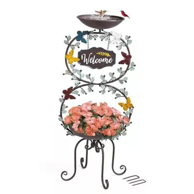 Vintage Bird Baths For Outdoors 36.5” Metal Birdbath With Vintage-8 Shape • $71.67