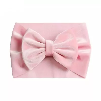 $5.99 • Buy Set Of 3 Baby Toddler Girl Big Bow Headband Velvet Pink, White, Gold