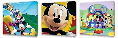 Mickey Mouse Club House Canvas Wall Art Plaque Pictures Set Of Three • £9.99