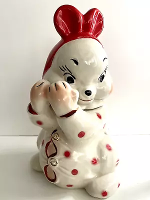 Vintage 50s Peek-a-boo BUNNY Cookie Jar RABBIT ANIMAL Van Tellingen CERAMIC Red • $295