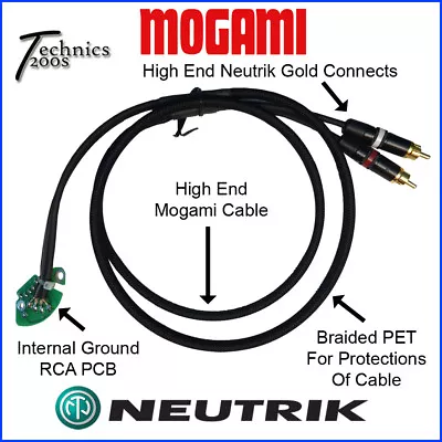 4ft Technics 1200 1210 Mogami Rca Phono Cable Neutrik Gold Tip Internal Gnd Pcb • $84.91