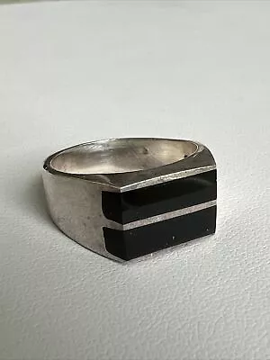 Vintage 925 Sterling Silver Black Onyx  Mexican Men’s Ring Size 8 • $59.99