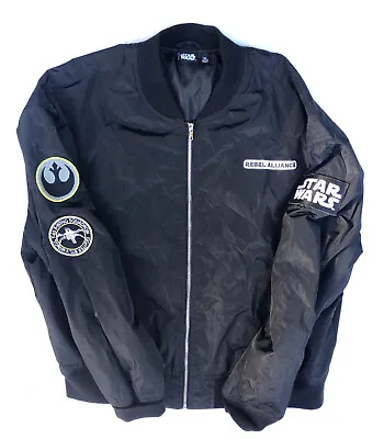 Star Wars Men's Large Rebel Alliance Flight Jacket X-Wing Bomber Patch  Black • $45