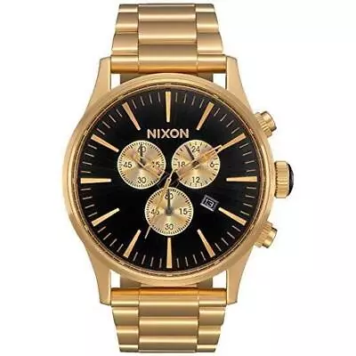 New Nixon Watch Sentry All Gold / Black A386510 Chrono Men's A386-510 GENUINE • $153