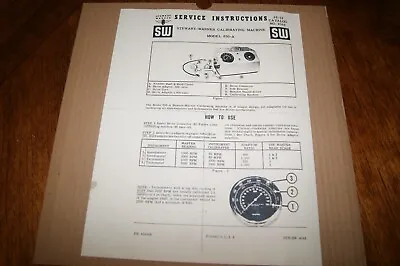 Vintage Stewart Warner Speedometer Calibrator Machine Instruction Sheet • $9.99