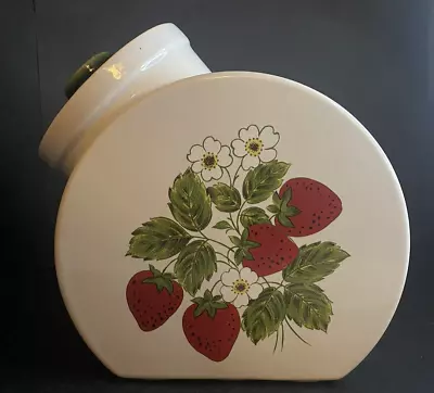 Vtg McCoy?? Pottery Strawberry Country Tilted Cookie Jar Storage Canister USA • $32.99