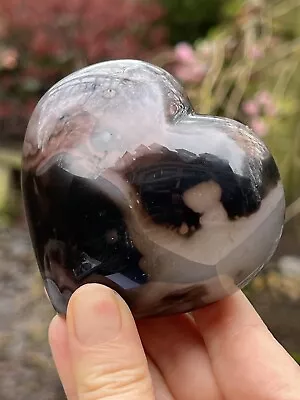 Onyx ( Black And White ) Druzy Agate Crystal Heart 256g 3 • $53.45