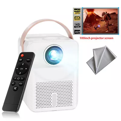 Mini Projector With Screen 10000 Lumen LED 1080P WiFi Bluetooth UHD Home Theater • $75.99