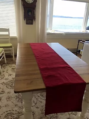 Williams Sonoma Luxe Red Cotton Velvet Runner 16” X 90” Euc • $65