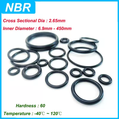 $2.81 • Buy NBR Metric O Ring Nitrile Rubber Orings THK 2.65mm Resistant Seals ID 6.9-450mm