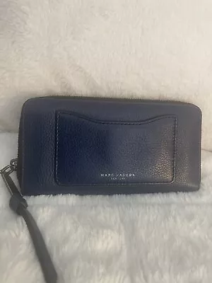 NEW Marc By Marc Jacobs Navy Blue Zip-Around Pebbled Leather Wallet • $17.99