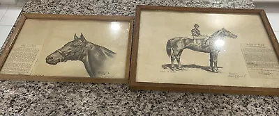 Allen Brewer Jr. Signed Man O' War & Alsab Horse Equine Artist Prints. Rare!! • $800