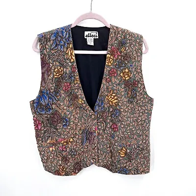 Vintage Creazioni Boho Beaded Floral Vest Womens Large • $29.99