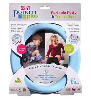 £18.49 • Buy Potette Plus Portable Potty & 3 Liners - Blue & Navy