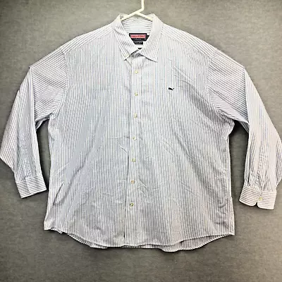 VINEYARD VINES WHALE SHIRT Men's XXL 2XL Blue White Striped Button Down • $14.99