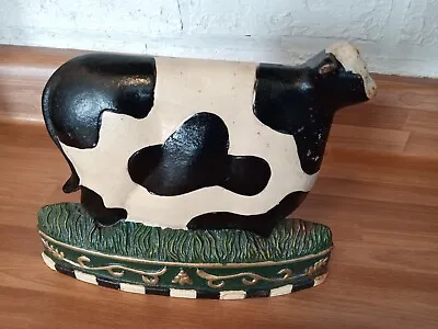 Vintage Cast Iron Metal Cow Doorstop Hand Painted Weathered Farmhouse Rustic • $8.50